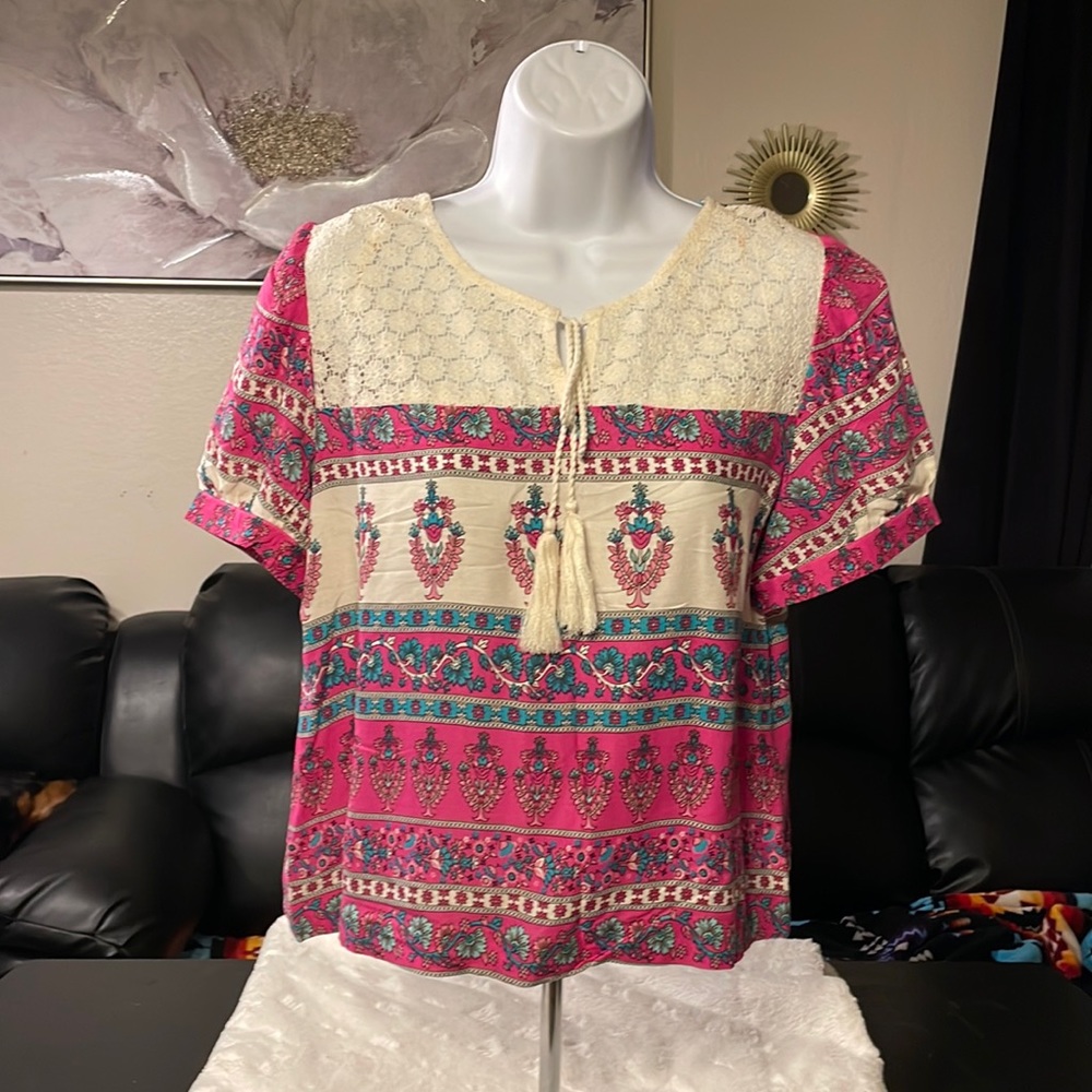 True Destiny Pink & White Blouse